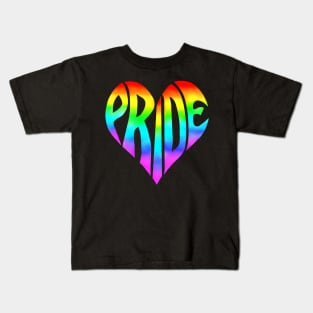 Ombre Gradient Rainbow Pride Heart Kids T-Shirt